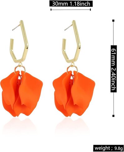 Light Weight Acrylic Rose Petal Drop Dangle Earrings Bohemian Resin Multicolored Flower Statement Floral Tassel Earrings Layered Floral Petal Earrings for Women Girls Bridal Prom Gifts With Box in Saudi Arabia