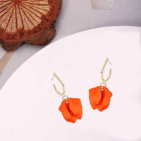 Light Weight Acrylic Rose Petal Drop Dangle Earrings Bohemian Resin Multicolored Flower Statement Floral Tassel Earrings Layered Floral Petal Earrings for Women Girls Bridal Prom Gifts With Box in Saudi Arabia