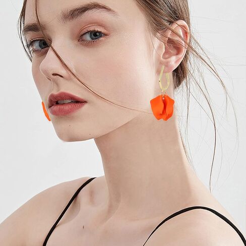 Light Weight Acrylic Rose Petal Drop Dangle Earrings Bohemian Resin Multicolored Flower Statement Floral Tassel Earrings Layered Floral Petal Earrings for Women Girls Bridal Prom Gifts With Box in Saudi Arabia