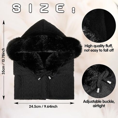 Winter Balaclava Hat Running Touch Screen Mittens Set Thermal Ski Bundle Face Mask and Gloves Knit Hooded Scarf Beanie for Women Outdoor Sport Black in Saudi Arabia