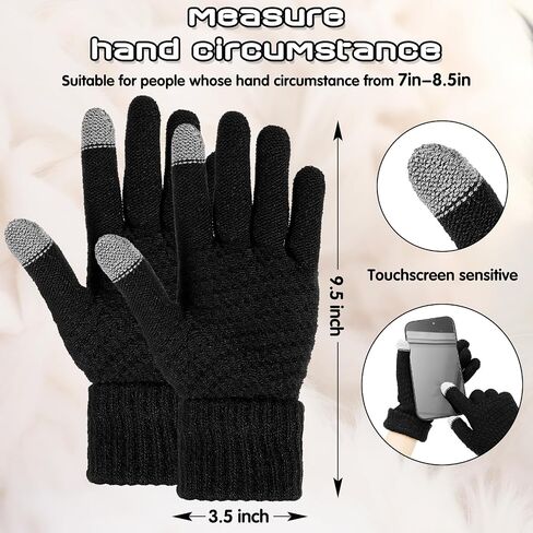 Winter Balaclava Hat Running Touch Screen Mittens Set Thermal Ski Bundle Face Mask and Gloves Knit Hooded Scarf Beanie for Women Outdoor Sport Black in Saudi Arabia