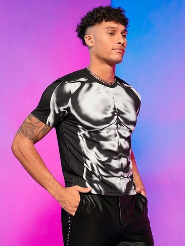 SHENHE Men's Body Heat Map Graphic Short Sleeve Crew Neck Streetwear Tee Top in Saudi Arabia