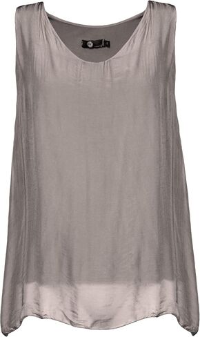 M Made in Italy Women's Double-Layer V-Neck Sleeveless Top in Saudi Arabia