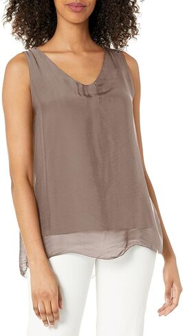 M Made in Italy Women's Double-Layer V-Neck Sleeveless Top in Saudi Arabia
