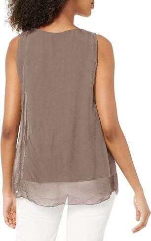 M Made in Italy Women's Double-Layer V-Neck Sleeveless Top in Saudi Arabia