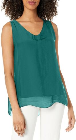 M Made in Italy Women's Double-Layer V-Neck Sleeveless Top in Saudi Arabia