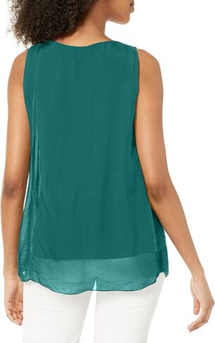 M Made in Italy Women's Double-Layer V-Neck Sleeveless Top in Saudi Arabia