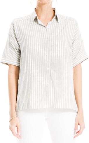 Max Studio Women's Elbow Sleeve Button Front Collared Blouse in Saudi Arabia