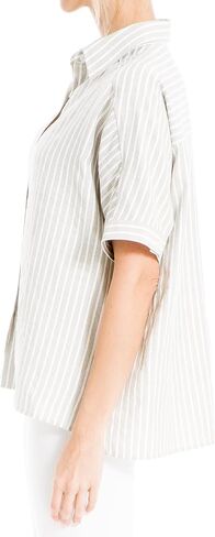 Max Studio Women's Elbow Sleeve Button Front Collared Blouse in Saudi Arabia