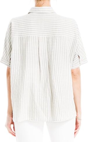 Max Studio Women's Elbow Sleeve Button Front Collared Blouse in Saudi Arabia