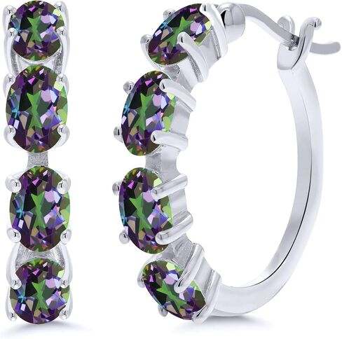 Gem Stone King 925 Sterling Silver Green Mystic Topaz Earrings For Women (4.00 Cttw, Gemstone Birthstone. Oval 6X4MM) in Saudi Arabia