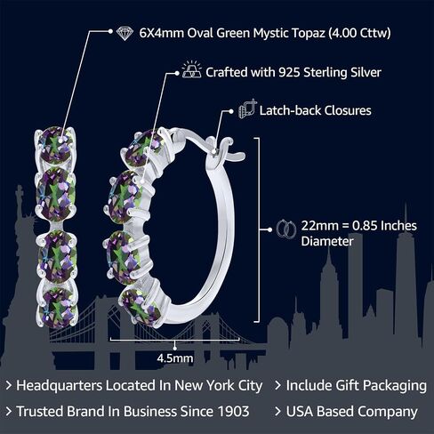 Gem Stone King 925 Sterling Silver Green Mystic Topaz Earrings For Women (4.00 Cttw, Gemstone Birthstone. Oval 6X4MM) in Saudi Arabia