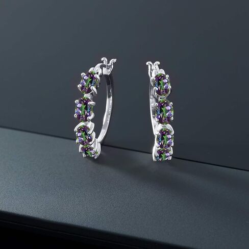 Gem Stone King 925 Sterling Silver Green Mystic Topaz Earrings For Women (4.00 Cttw, Gemstone Birthstone. Oval 6X4MM) in Saudi Arabia