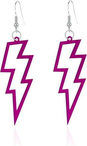 متعدد الألوان الاكريليك مبالغ فيه خفيفة الوزن حزب النساء البرق بولت استرخى أقراط اكسسوارات مجوهرات النيون اكسسوارات 80s in Kuwait