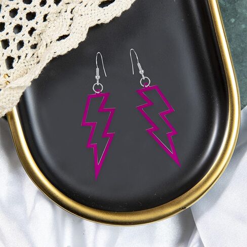 متعدد الألوان الاكريليك مبالغ فيه خفيفة الوزن حزب النساء البرق بولت استرخى أقراط اكسسوارات مجوهرات النيون اكسسوارات 80s in Kuwait