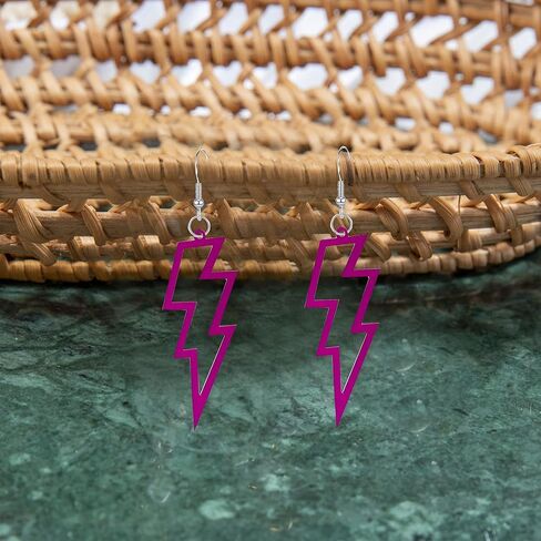 متعدد الألوان الاكريليك مبالغ فيه خفيفة الوزن حزب النساء البرق بولت استرخى أقراط اكسسوارات مجوهرات النيون اكسسوارات 80s in Kuwait