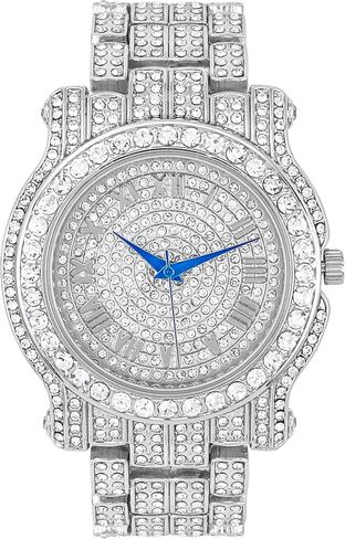 Charles Raymond Bling-ed Out Ultimate Hip Hop Royalty Mens Watch w/Easy Reader Roman Numeral or Iced Out Diamond Time Indicators - Bright Colored Dials - L0504 in Kuwait