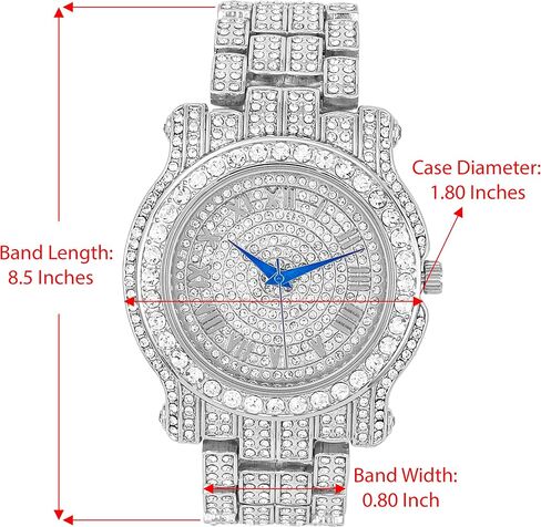 Charles Raymond Bling-ed Out Ultimate Hip Hop Royalty Mens Watch w/Easy Reader Roman Numeral or Iced Out Diamond Time Indicators - Bright Colored Dials - L0504 in Kuwait