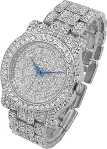 Charles Raymond Bling-ed Out Ultimate Hip Hop Royalty Mens Watch w/Easy Reader Roman Numeral or Iced Out Diamond Time Indicators - Bright Colored Dials - L0504 in Kuwait