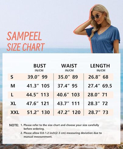 SAMPEEL قمصان نسائية قصيرة الأكمام ورقبة على شكل حرف v تي شيرت أساسي فضفاض 2024 قطع علوية صيفية عصرية in Kuwait