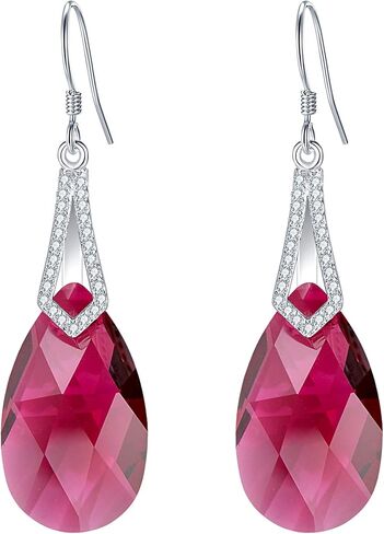 EleQueen 925 Sterling Silver CZ Teardrop Bridal Hook Dangle Earrings Made with Austrian Crystal for Women, Valentine's Day/Mother's Day/Christmas Jewerly Gift for Girlfriend/Mom in Saudi Arabia