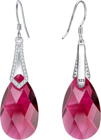EleQueen 925 Sterling Silver CZ Teardrop Bridal Hook Dangle Earrings Made with Austrian Crystal for Women, Valentine's Day/Mother's Day/Christmas Jewerly Gift for Girlfriend/Mom in Saudi Arabia