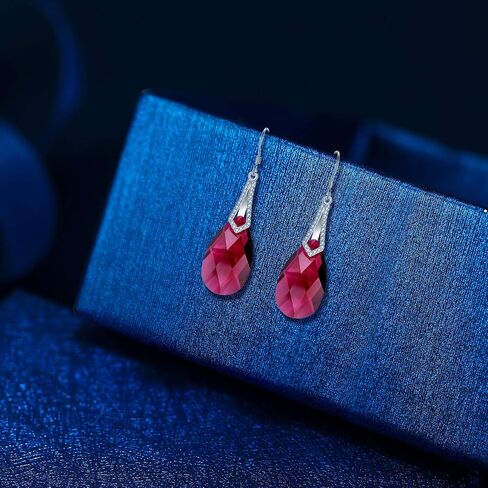 EleQueen 925 Sterling Silver CZ Teardrop Bridal Hook Dangle Earrings Made with Austrian Crystal for Women, Valentine's Day/Mother's Day/Christmas Jewerly Gift for Girlfriend/Mom in Saudi Arabia