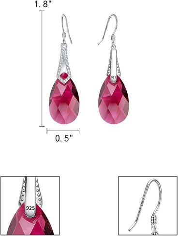 EleQueen 925 Sterling Silver CZ Teardrop Bridal Hook Dangle Earrings Made with Austrian Crystal for Women, Valentine's Day/Mother's Day/Christmas Jewerly Gift for Girlfriend/Mom in Saudi Arabia
