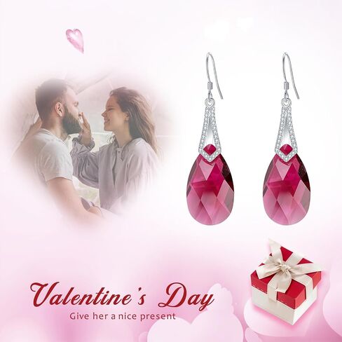 EleQueen 925 Sterling Silver CZ Teardrop Bridal Hook Dangle Earrings Made with Austrian Crystal for Women, Valentine's Day/Mother's Day/Christmas Jewerly Gift for Girlfriend/Mom in Saudi Arabia