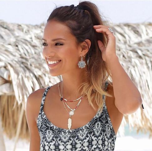 أقراط بوهو للنساء العصرية، أقراط متدلية على شكل زهرة عتيقة، أقراط متدلية من الفضة البوهيمية العتيقة للفتيات، مجوهرات قبيلة مجوفة من الزهور العتيقة in Kuwait