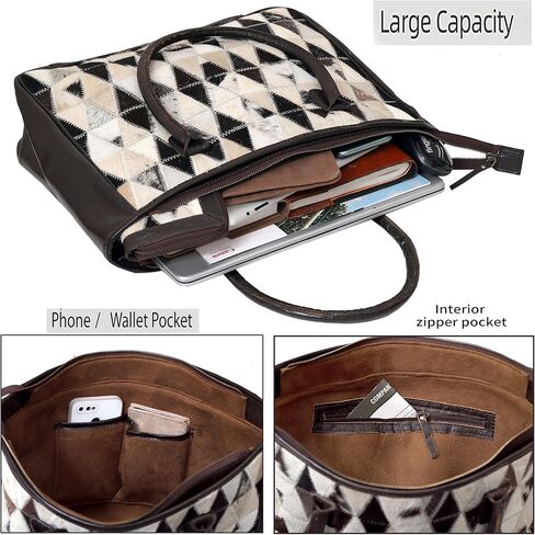 Women's Shoulder Handbags Stylo Classic Natural Cowhide Tote Bag with clutch in Kuwait