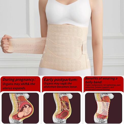 Postpartum Belly Band – Skin-Friendly Fabric & Adjustable Belly Band, Suitable for Vaginal & Cesarean Deliveries, Abdominal Binder-Postpartum Essentials (Nude,L) in Saudi Arabia