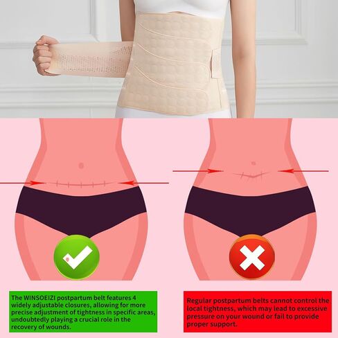 Postpartum Belly Band – Skin-Friendly Fabric & Adjustable Belly Band, Suitable for Vaginal & Cesarean Deliveries, Abdominal Binder-Postpartum Essentials (Nude,L) in Saudi Arabia