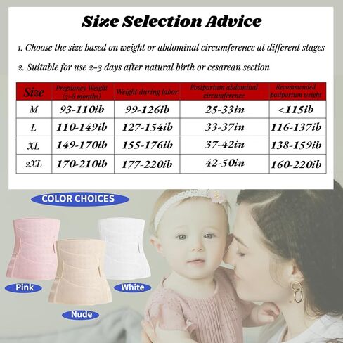 Postpartum Belly Band – Skin-Friendly Fabric & Adjustable Belly Band, Suitable for Vaginal & Cesarean Deliveries, Abdominal Binder-Postpartum Essentials (Nude,L) in Saudi Arabia