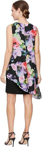 S.L. Fashions Women's Sleeveless Print Asymmetric Chiffon Overlay Dress in Kuwait