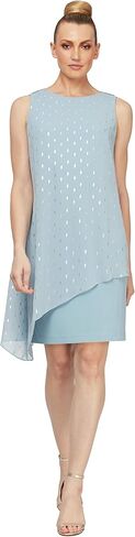 S.L. Fashions Women's Sleeveless Print Asymmetric Chiffon Overlay Dress in Kuwait