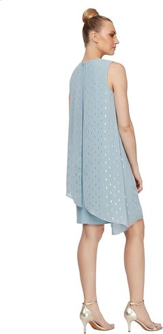 S.L. Fashions Women's Sleeveless Print Asymmetric Chiffon Overlay Dress in Kuwait