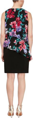 S.L. Fashions Women's Sleeveless Print Asymmetric Chiffon Overlay Dress in Kuwait