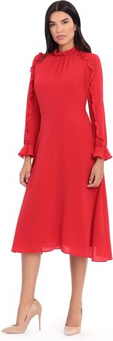 Donna Morgan Women's Ruffle Sleeve Midi Dress in Saudi Arabia