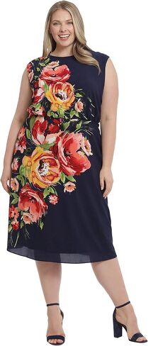 London Times Women's Floral Print Placement Blouson Dress with Cap Sleeves in Saudi Arabia
