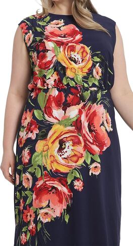 London Times Women's Floral Print Placement Blouson Dress with Cap Sleeves in Saudi Arabia