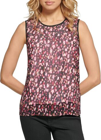 DKNY Women's Sleeveless Top Zip-Closure Crew Neck Shirt in Saudi Arabia