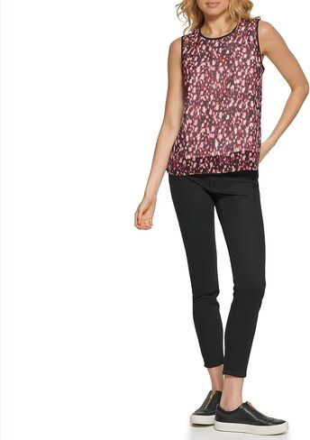 DKNY Women's Sleeveless Top Zip-Closure Crew Neck Shirt in Saudi Arabia