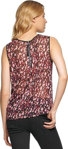 DKNY Women's Sleeveless Top Zip-Closure Crew Neck Shirt in Saudi Arabia