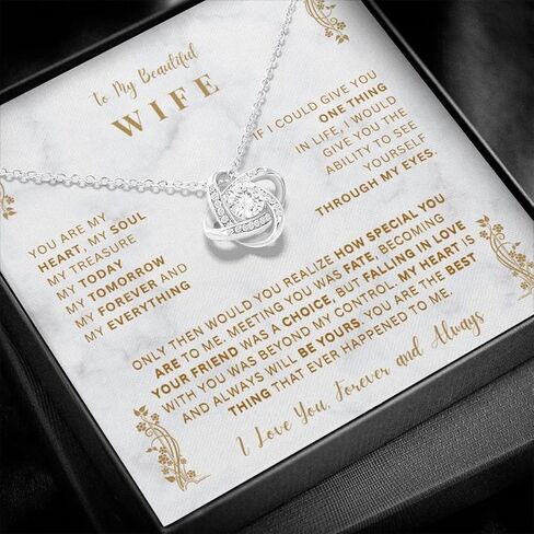 To My Beautiful Wife Necklace From Husband, Romantic Wife Jewelry, Love Knot Necklace Gifts For Wife From Husband, Christmas Wedding Anniversary Jewelry For Wife, Wife Husband Necklace in Kuwait