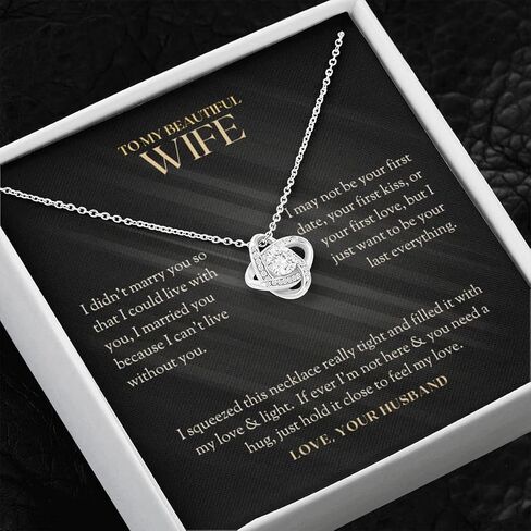 To My Beautiful Wife Necklace From Husband, Romantic Wife Jewelry, Love Knot Necklace Gifts For Wife From Husband, Christmas Wedding Anniversary Jewelry For Wife, Wife Husband Necklace in Kuwait