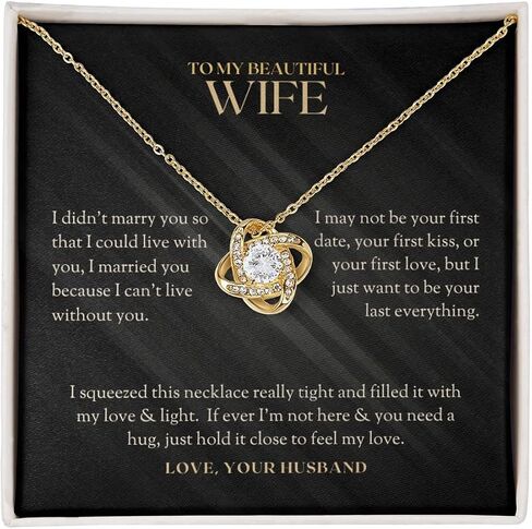 To My Beautiful Wife Necklace From Husband, Romantic Wife Jewelry, Love Knot Necklace Gifts For Wife From Husband, Christmas Wedding Anniversary Jewelry For Wife, Wife Husband Necklace in Kuwait
