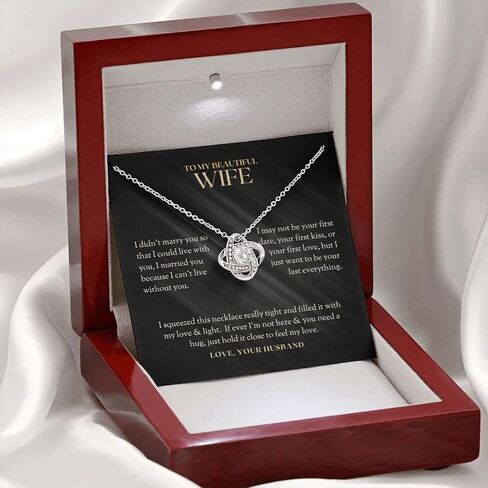 To My Beautiful Wife Necklace From Husband, Romantic Wife Jewelry, Love Knot Necklace Gifts For Wife From Husband, Christmas Wedding Anniversary Jewelry For Wife, Wife Husband Necklace in Kuwait