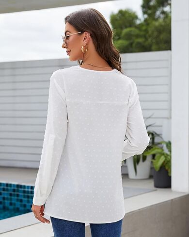 SPRING SEAON Women's Tunic Blouses Dressy Casual 3/4 Sleeve Tops Plus Size Loose Fit V-neck Office Wear in Kuwait