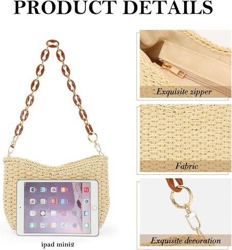 GOKTOW Straw Purse Bag,Woven Handbag,Summer Purse,Raffia Tote CrossBag for Beach Summer Travel in Kuwait